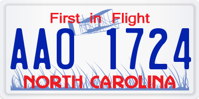 NC license plate AAO1724
