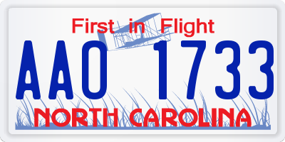 NC license plate AAO1733
