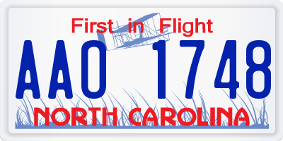 NC license plate AAO1748