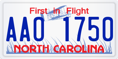 NC license plate AAO1750