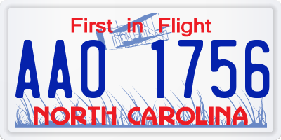 NC license plate AAO1756