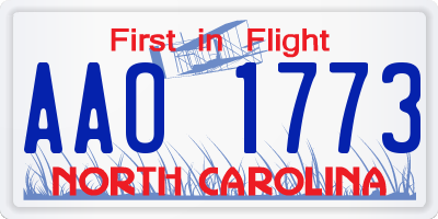 NC license plate AAO1773