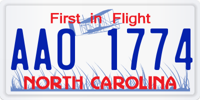 NC license plate AAO1774