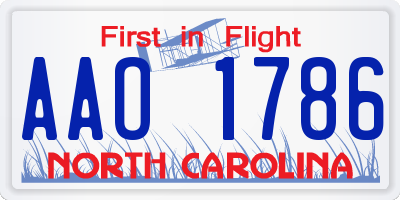 NC license plate AAO1786