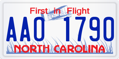 NC license plate AAO1790