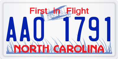 NC license plate AAO1791
