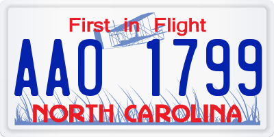 NC license plate AAO1799