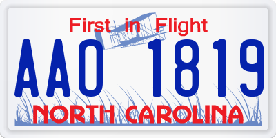 NC license plate AAO1819