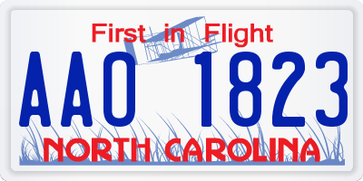 NC license plate AAO1823