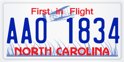 NC license plate AAO1834