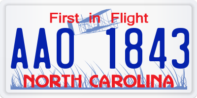 NC license plate AAO1843