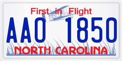 NC license plate AAO1850