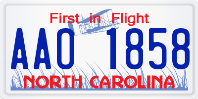 NC license plate AAO1858