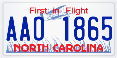 NC license plate AAO1865