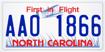 NC license plate AAO1866