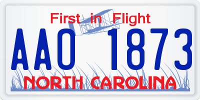 NC license plate AAO1873