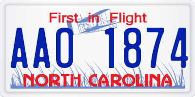 NC license plate AAO1874