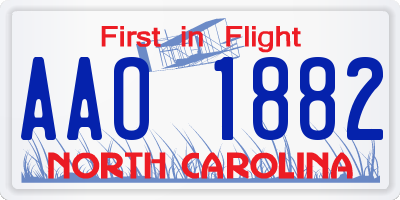 NC license plate AAO1882