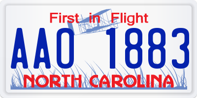 NC license plate AAO1883