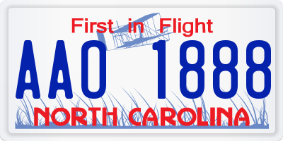 NC license plate AAO1888
