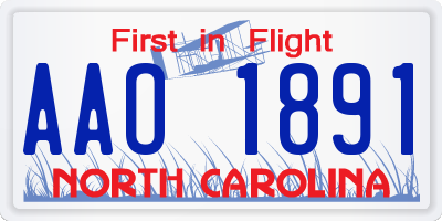 NC license plate AAO1891
