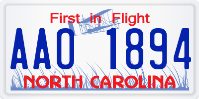 NC license plate AAO1894