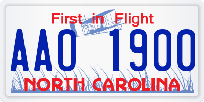 NC license plate AAO1900