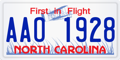 NC license plate AAO1928