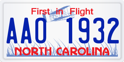 NC license plate AAO1932