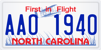 NC license plate AAO1940