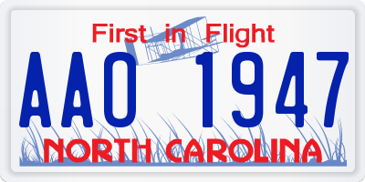 NC license plate AAO1947