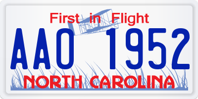 NC license plate AAO1952