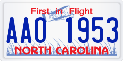 NC license plate AAO1953