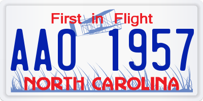 NC license plate AAO1957