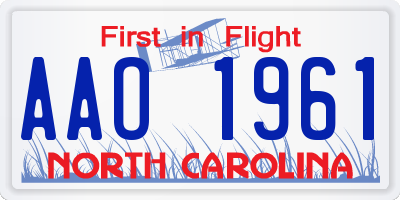 NC license plate AAO1961