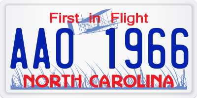NC license plate AAO1966