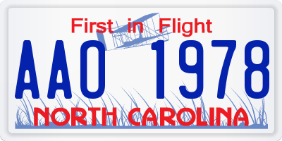 NC license plate AAO1978