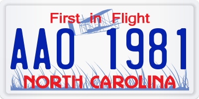 NC license plate AAO1981
