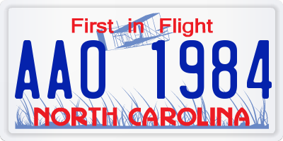 NC license plate AAO1984