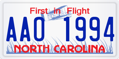 NC license plate AAO1994
