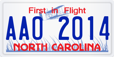 NC license plate AAO2014