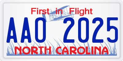 NC license plate AAO2025