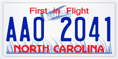NC license plate AAO2041
