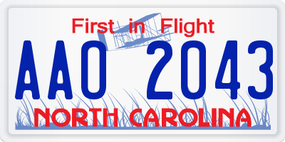 NC license plate AAO2043
