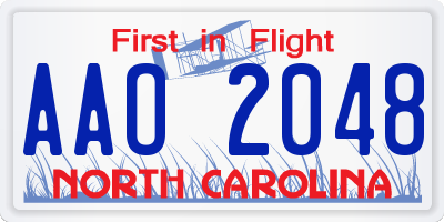 NC license plate AAO2048