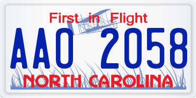 NC license plate AAO2058