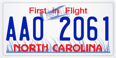 NC license plate AAO2061