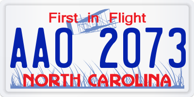NC license plate AAO2073