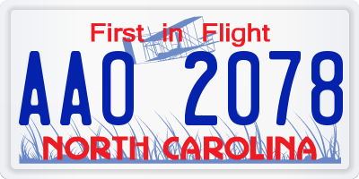 NC license plate AAO2078