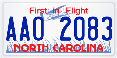 NC license plate AAO2083
